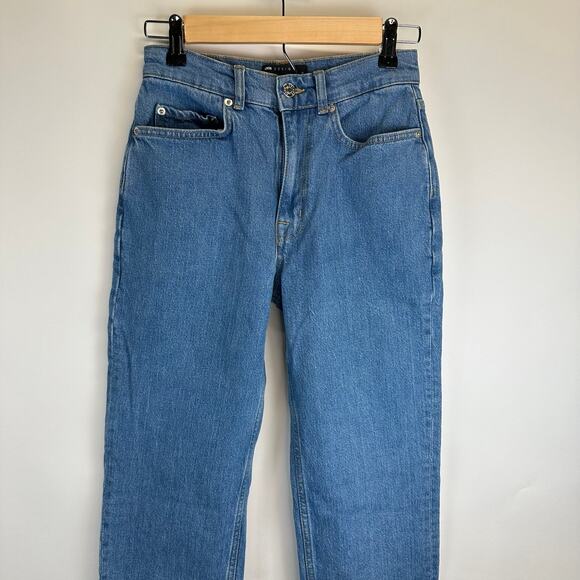 Asos High Rise Medium Wash Straight Leg Jeans Womens Size 26/32 Denim - Picture 2 of 12